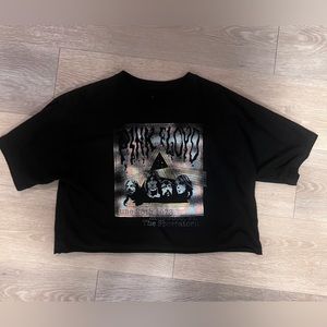 Pink Floyd Black Cropped Graphic Tee S/M (Forever 21)